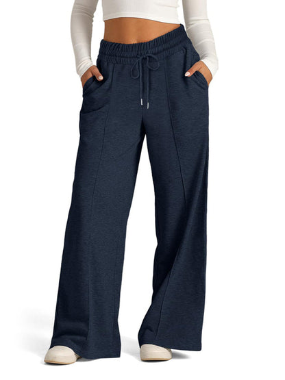 Pants- Comfy Wide Waistband Lounge Trousers Wide-Leg Pants- Champlain color- IndioGear.com