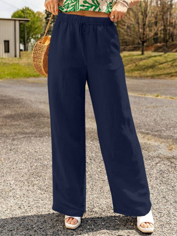 Pants- Linen Wide-Leg Pants- Champlain color- IndioGear.com