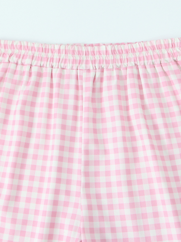 Pants- Lounge Gingham Pants for Relaxing Days- - IndioGear.com