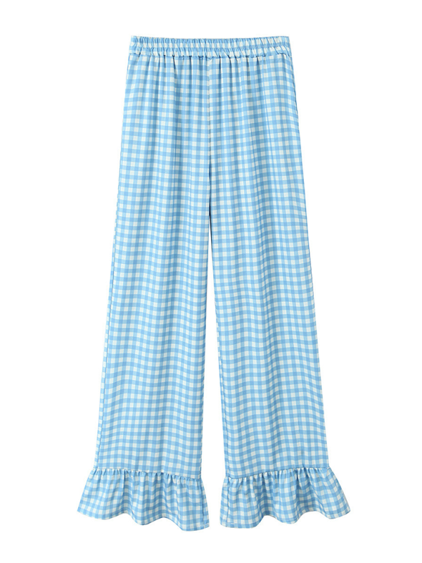 Pants- Lounge Gingham Pants for Relaxing Days- - IndioGear.com