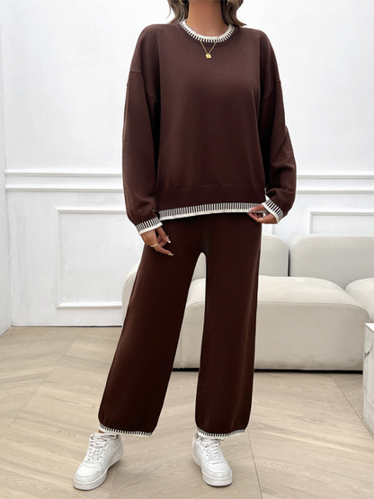 Pants Set- Comfy Women’s Lounge Set Fall Pants & Pullover- Coffee- IndioGear.com