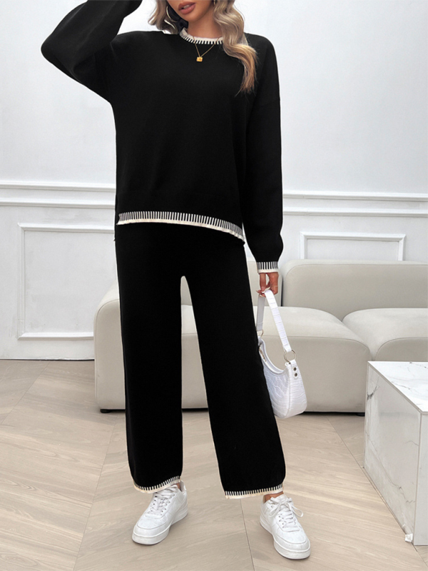 Pants Set- Comfy Women’s Lounge Set Fall Pants & Pullover- Black- IndioGear.com