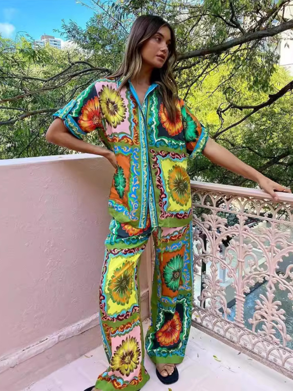 Pants Set- Floral Fantasia Shirt and Pants Set- - IndioGear.com