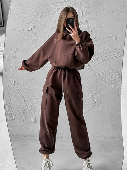 Pants Set- Lounge Street Cargo Sweatpants & Hooded Sweatshirt- - IndioGear.com