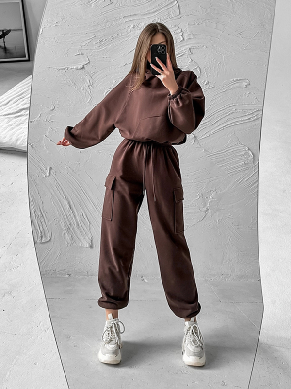 Pants Set- Lounge Street Cargo Sweatpants & Hooded Sweatshirt- - IndioGear.com