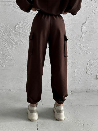 Pants Set- Lounge Street Cargo Sweatpants & Hooded Sweatshirt- - IndioGear.com