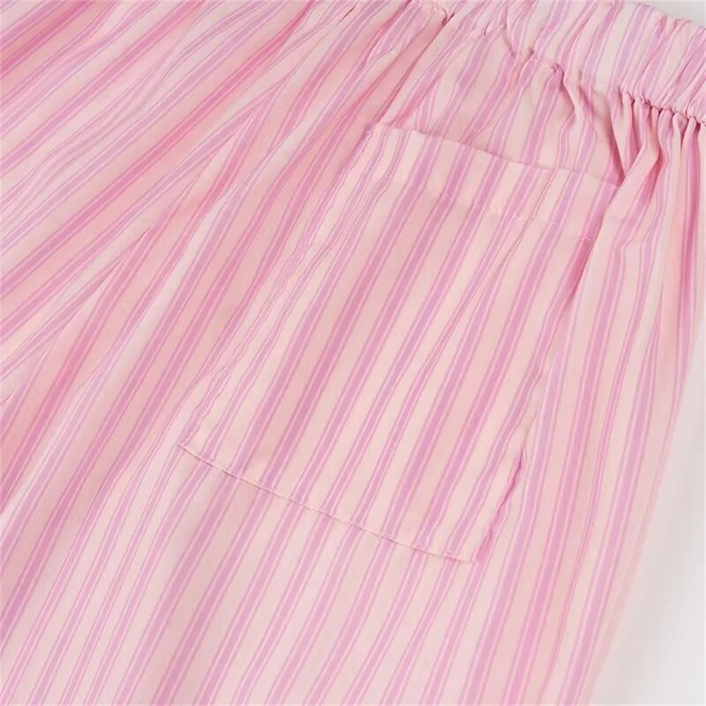 Pants Set- Striped Loungewear Set for Women - Cute Loose Top & Pants- - IndioGear.com