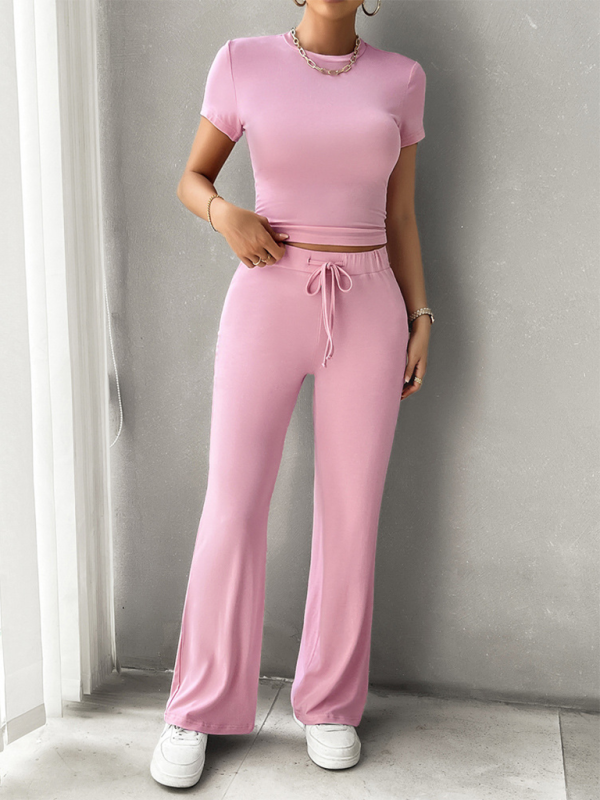 Pants Set- Women Essential Lounge Wear - Flared Pants and Tee- - IndioGear.com