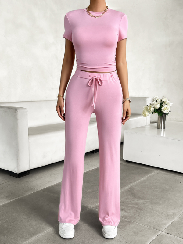 Pants Set- Women Essential Lounge Wear - Flared Pants and Tee- - IndioGear.com