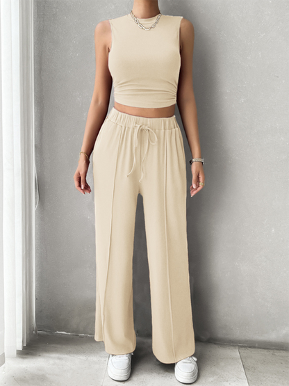 Pants Set- Women Two-Piece Pants & Crop Top Set - Transition from Day to Night- - IndioGear.com