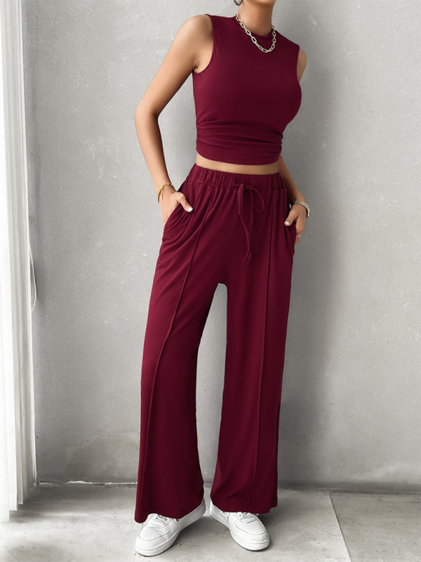 Pants Set- Women Two-Piece Pants & Crop Top Set - Transition from Day to Night- - IndioGear.com