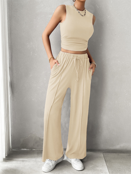 Pants Set- Women Two-Piece Pants & Crop Top Set - Transition from Day to Night- - IndioGear.com