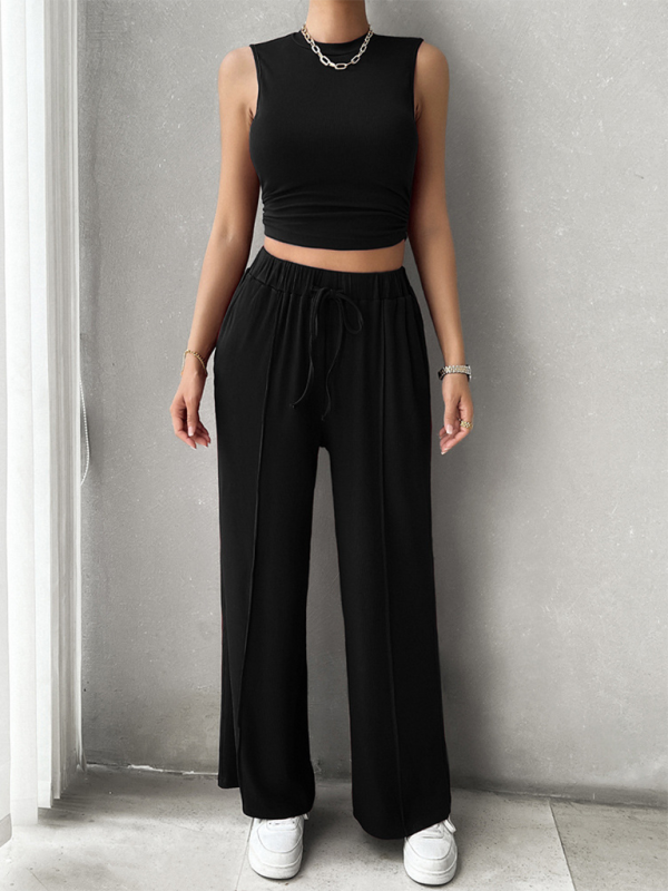 Pants Set- Women Two-Piece Pants & Crop Top Set - Transition from Day to Night- - IndioGear.com