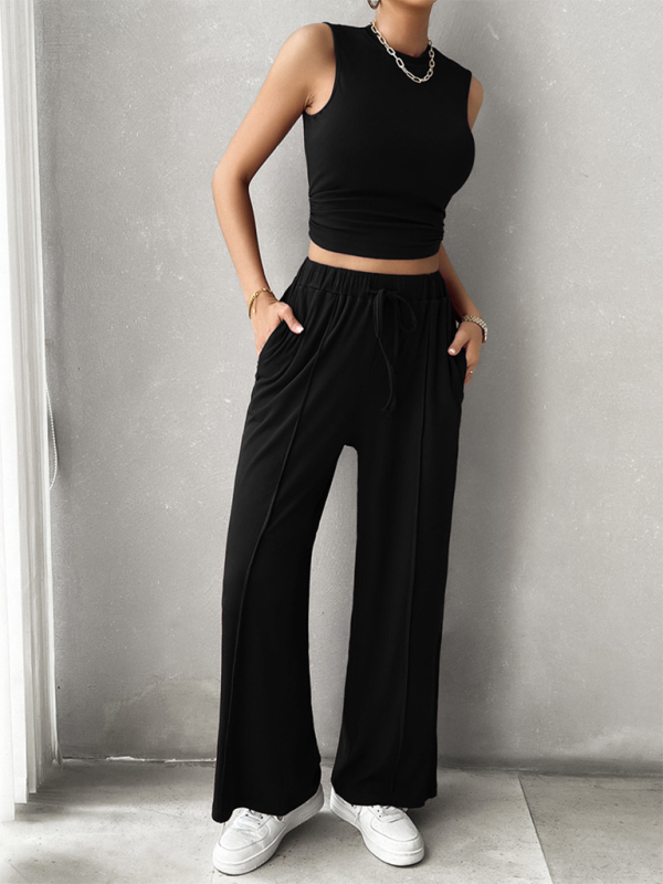 Pants Set- Women Two-Piece Pants & Crop Top Set - Transition from Day to Night- - IndioGear.com