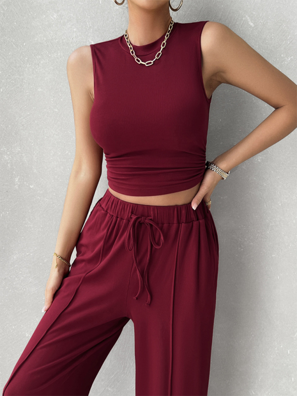 Pants Set- Women Two-Piece Pants & Crop Top Set - Transition from Day to Night- - IndioGear.com