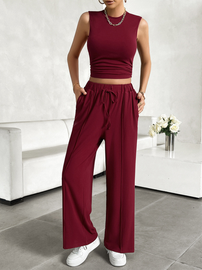 Pants Set- Women Two-Piece Pants & Crop Top Set - Transition from Day to Night- - IndioGear.com