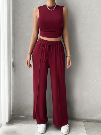 Pants Set- Women Two-Piece Pants & Crop Top Set - Transition from Day to Night- - IndioGear.com