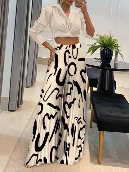 Pants- Women Elegant Printed Palazzo Trousers- - IndioGear.com