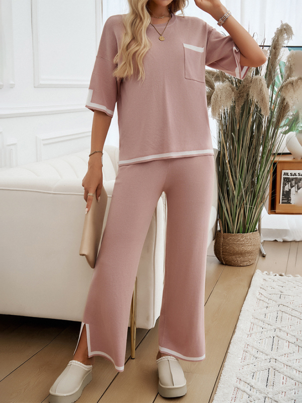 Pants set- Women Laid-back Outfit Straight-leg pants with Top- - IndioGear.com