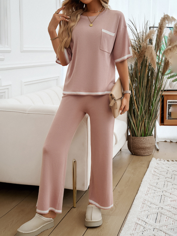 Pants set- Women Laid-back Outfit Straight-leg pants with Top- - IndioGear.com