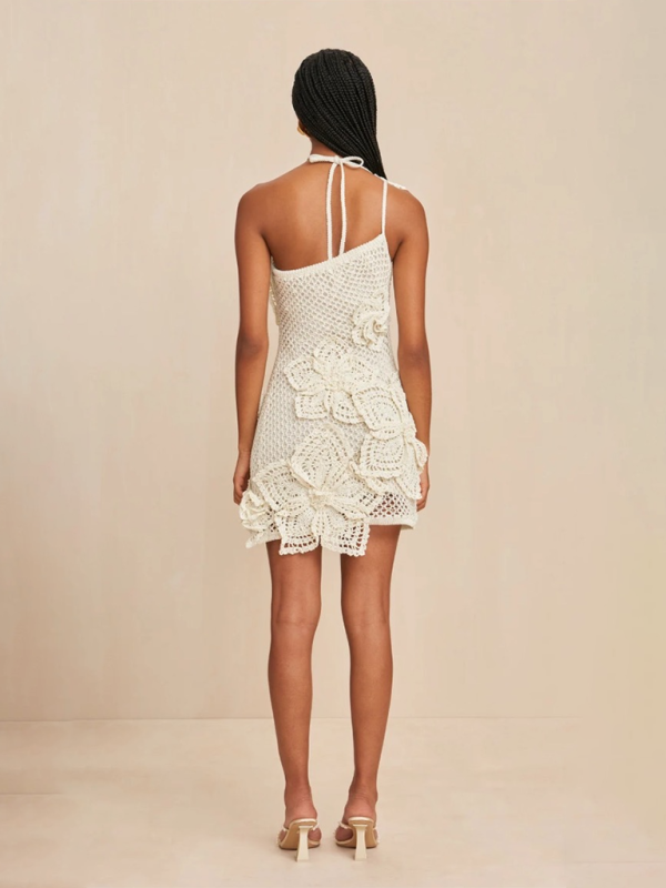 Party Dresses- Handcrafted Crochet Lace One-Shoulder Dress- - IndioGear.com