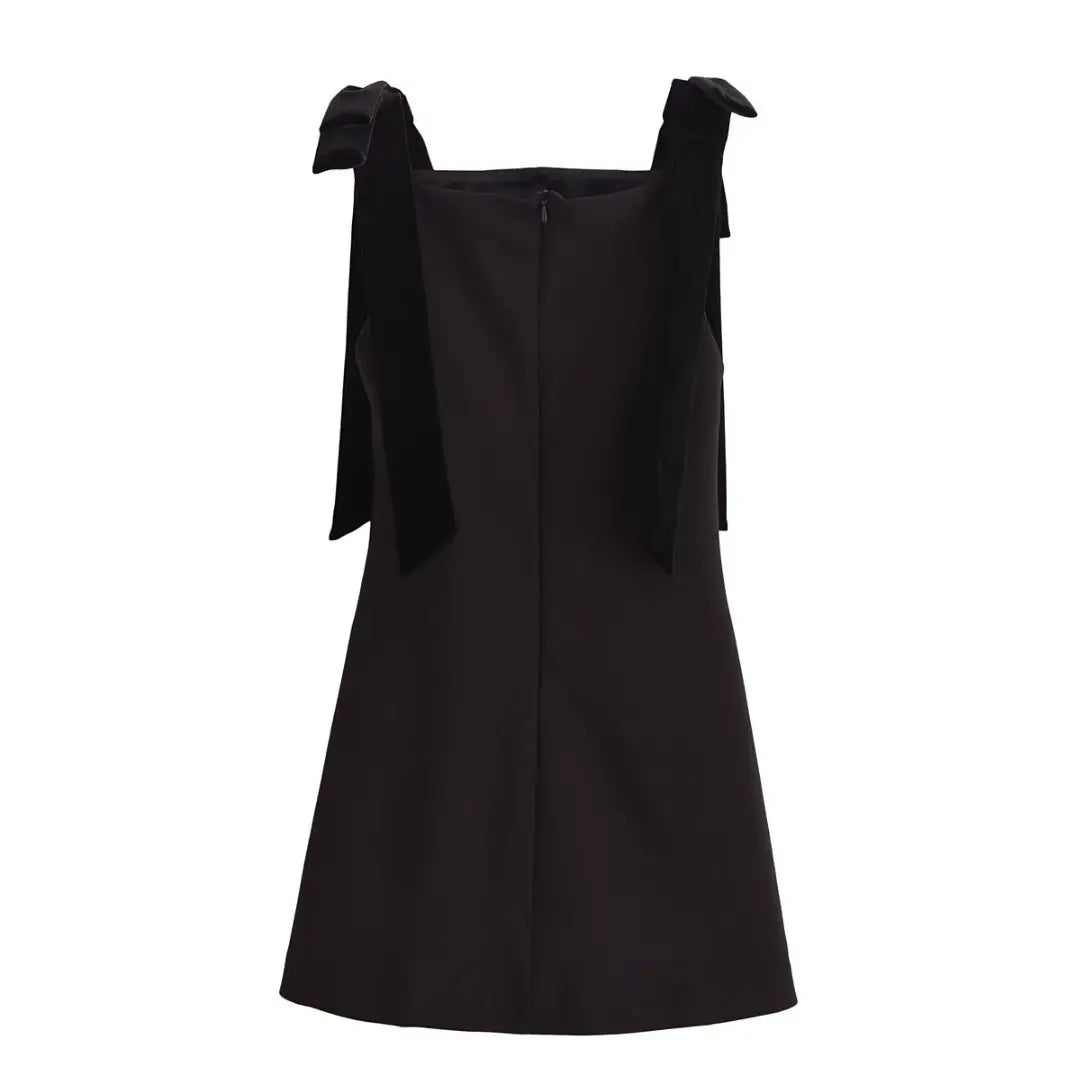 Party Dresses - Little Black Dress with Velvet Touch for Cocktail Parties