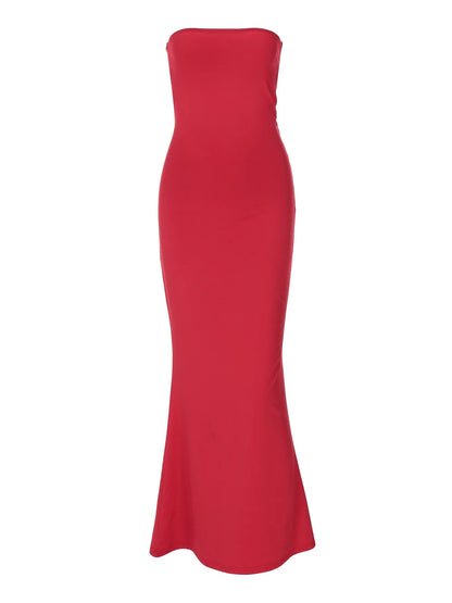 Party Dresses- Mermaid Cocktail Strapless Dress- Red- IndioGear Women Clothing