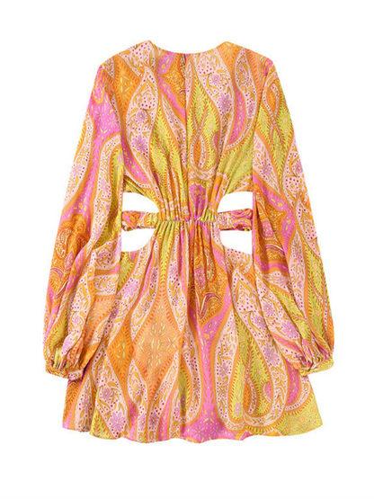 Party Dresses- Vibrant Paisley Print Dress- - IndioGear.com