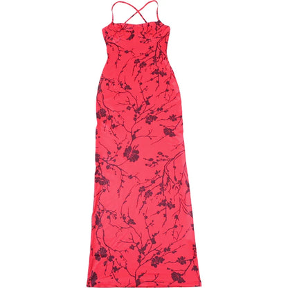 Party Dresses- Women Red Floral Body-Hugging Dress for Elegant Evenings- - Chuzko Women Clothing