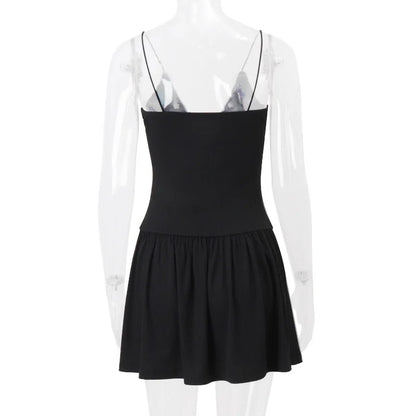 Party Dresses- Women Skater Cutout Mini Dress with Decorative Chain- - IndioGear.com