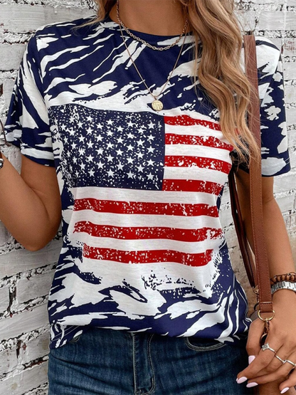 Patriot T-Shirts- Liberty Look American Flag Print Tee for Summer Celebrations- - IndioGear.com