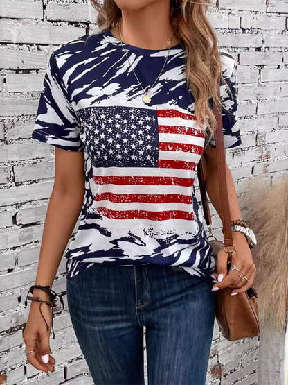 Patriot T-Shirts- Liberty Look American Flag Print Tee for Summer Celebrations- - IndioGear.com