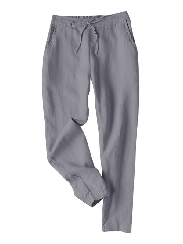 Pencil Pants- Pencil-Cut Cotton-Blend Pants with Pockets- - IndioGear.com