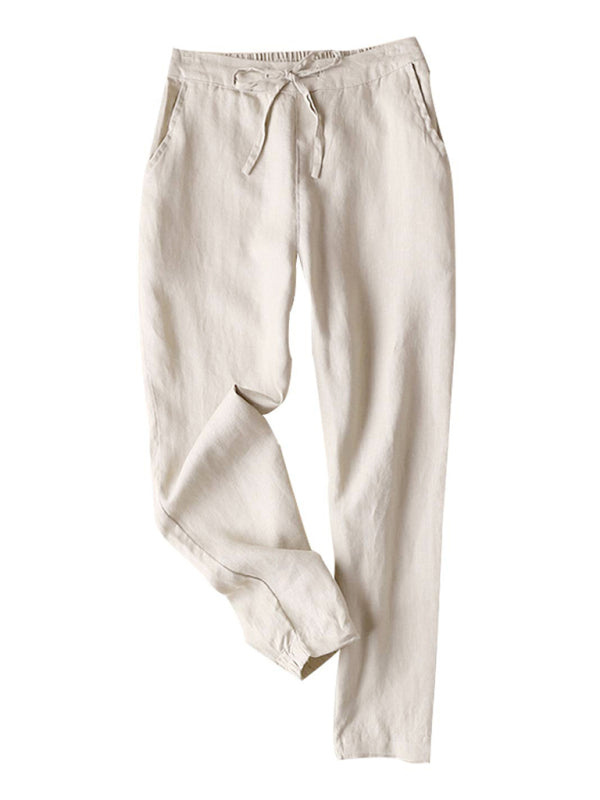 Pencil Pants- Pencil-Cut Cotton-Blend Pants with Pockets- - IndioGear.com