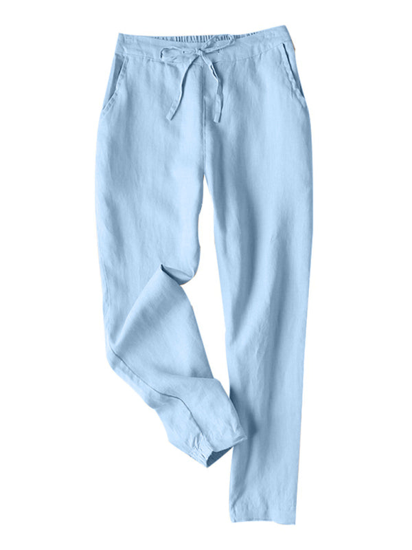 Pencil Pants- Pencil-Cut Cotton-Blend Pants with Pockets- - IndioGear.com