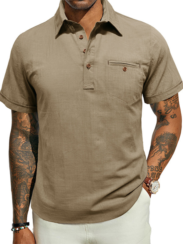 Polo Shirt- Men's Cotton Polo Shirt Ideal for Outdoor Events- Khaki- IndioGear.com