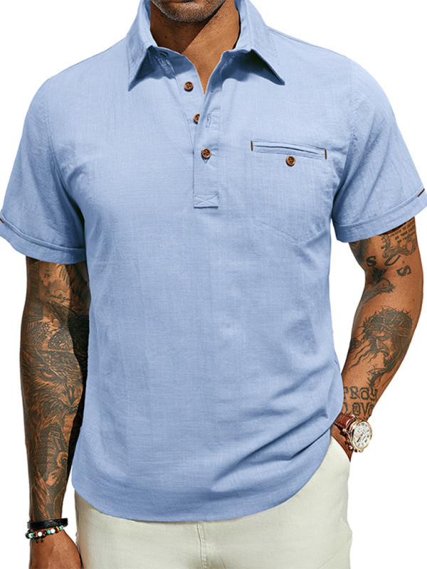 Polo Shirt- Men's Cotton Polo Shirt Ideal for Outdoor Events- Clear blue- IndioGear.com