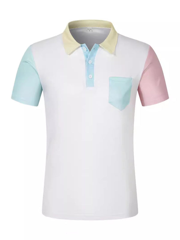 Men's Collared Polo with Color-Block Design