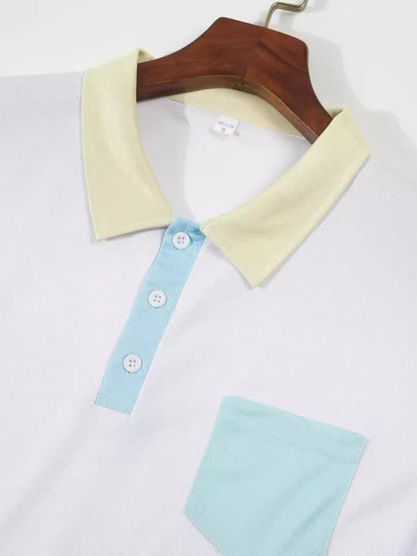 Men's Collared Polo with Color-Block Design