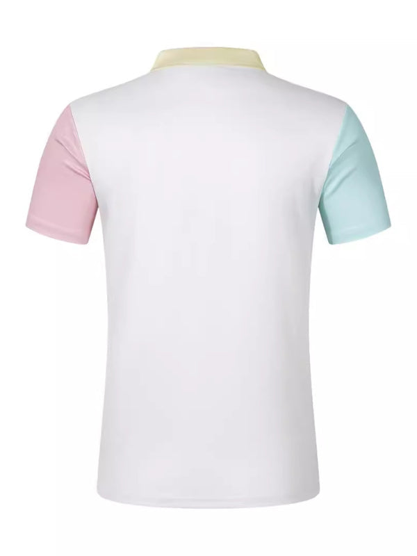 Men's Collared Polo with Color-Block Design