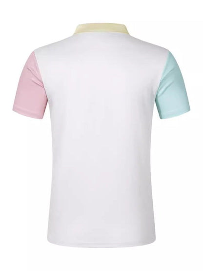 Men's Collared Polo with Color-Block Design