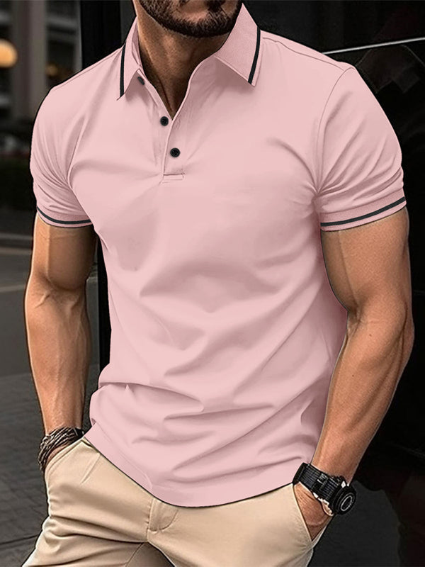 Contrast Solid Polo Shirt for Men's Casual Look