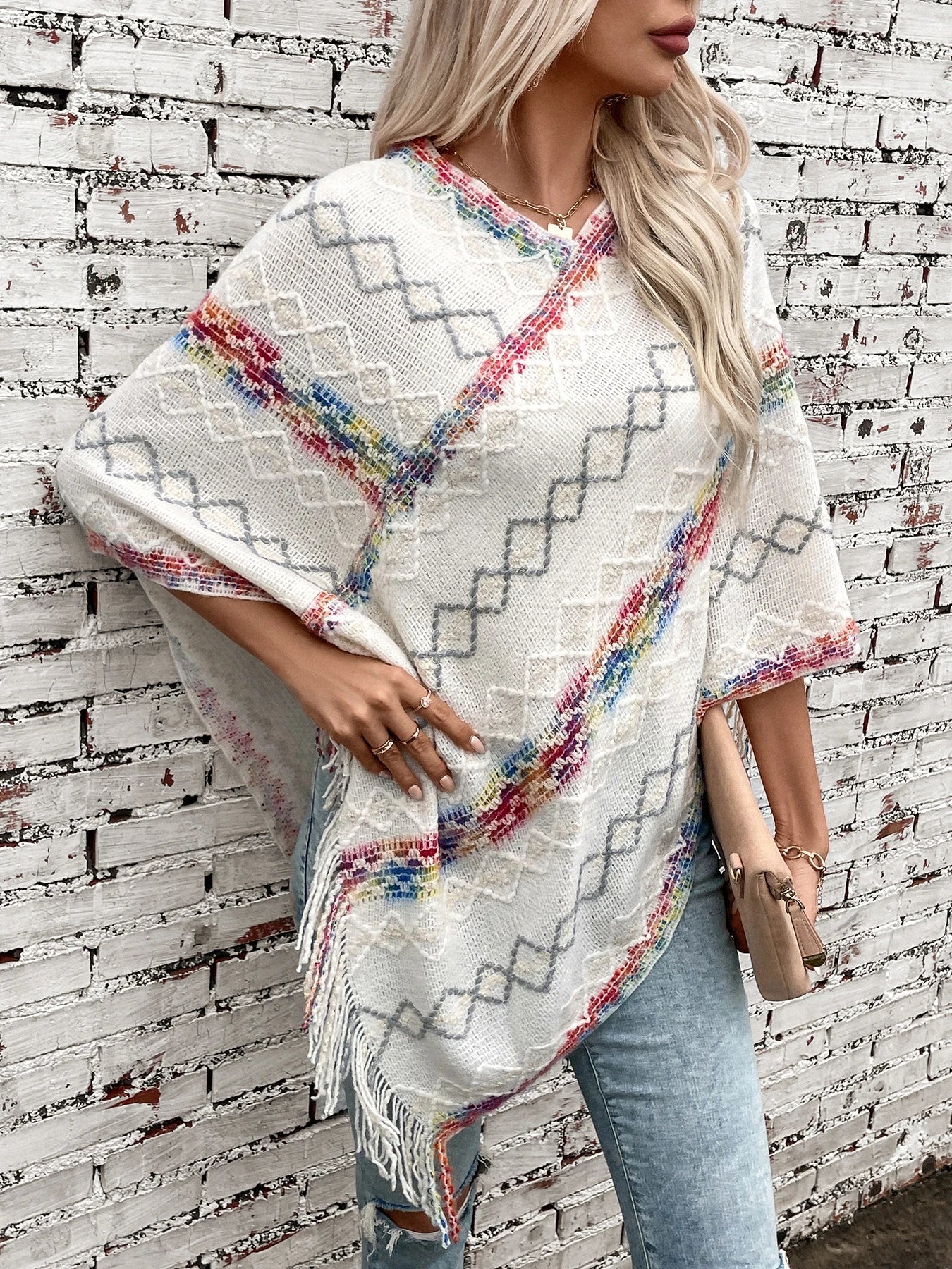 Ponchos- Loose Fit Sweater Poncho Cape for Chilly Days- - IndioGear.com