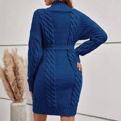 Pregnancy Dresses- Cozy Maternity Turtleneck Sweater Dress- - IndioGear Women Clothing