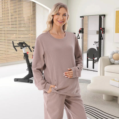 Pregnancy & Nursing Loungewear- Mom's Cozy Comfort Lounge Set- - IndioGear Women Clothing