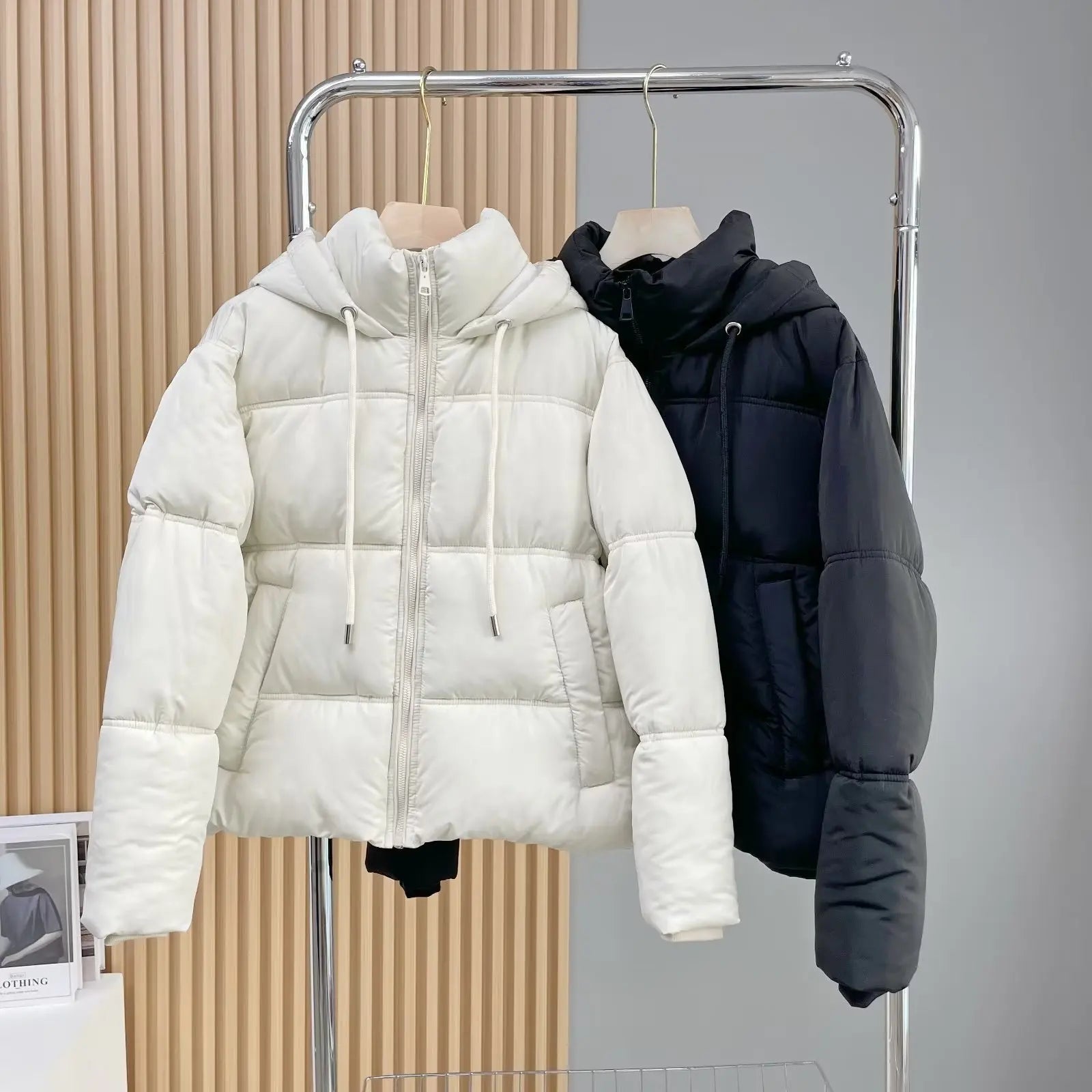 Puffer Jackets- Elegant Hooded Puffer Jacket for Her- - IndioGear.com