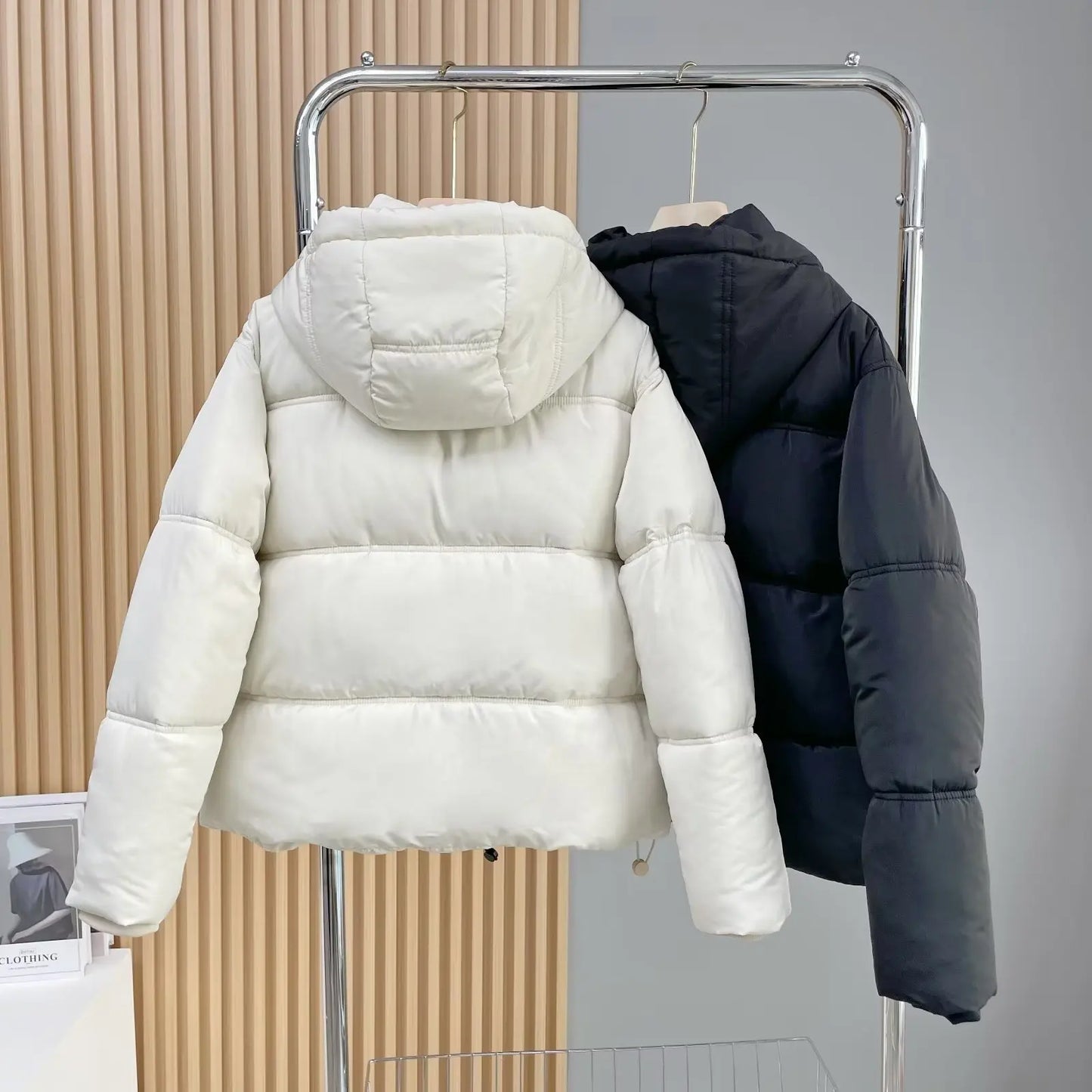 Puffer Jackets- Elegant Hooded Puffer Jacket for Her- - IndioGear.com