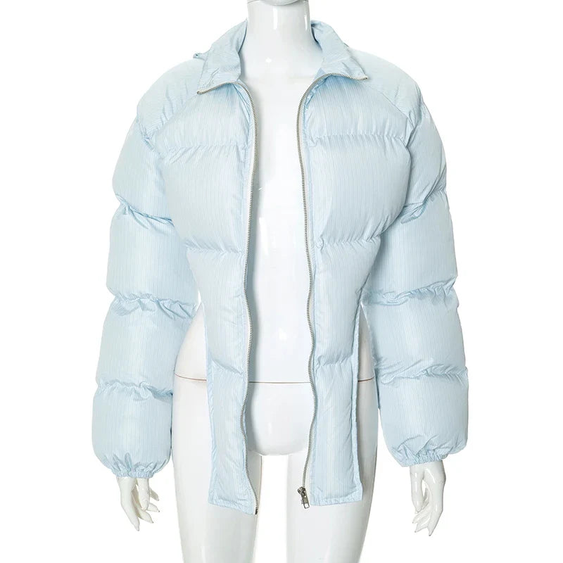 Puffer Jackets- Sky Hug Asymmetrical Jacket- - IndioGear.com