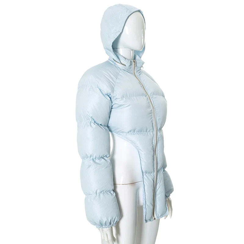 Puffer Jackets- Sky Hug Asymmetrical Jacket- - IndioGear.com