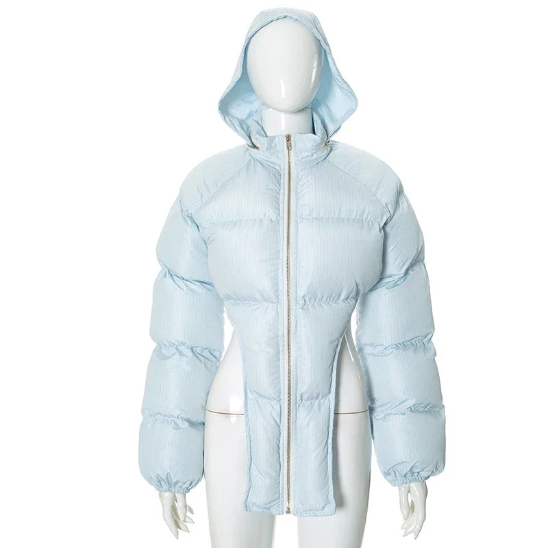 Puffer Jackets- Sky Hug Asymmetrical Jacket- - IndioGear.com